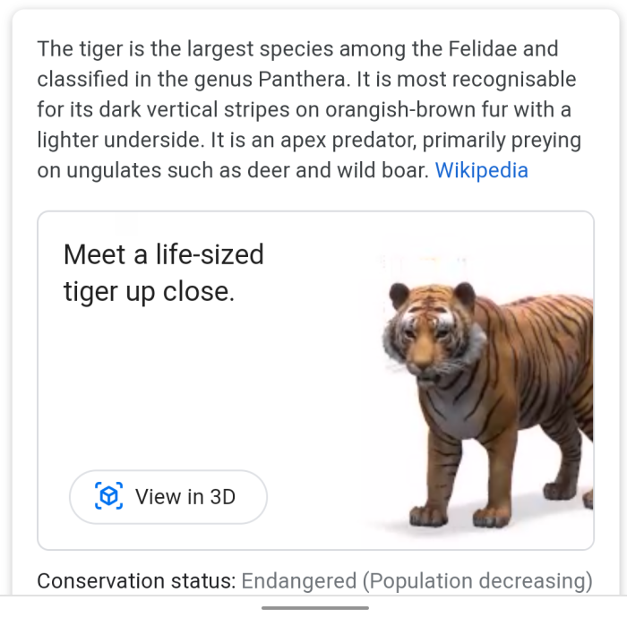 google ar animals 3d tiger 1 e15854262815271 | Techlog.gr - Χρήσιμα νέα τεχνολογίας