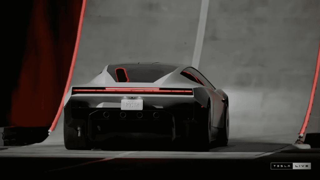 Tesla unveils its long-delayed Roadster nearly a decade after first revealing a next-generation version of its original electric sports car, at a launch event in Waco, Texas, Oct. 15, 2026
Source: Tesla